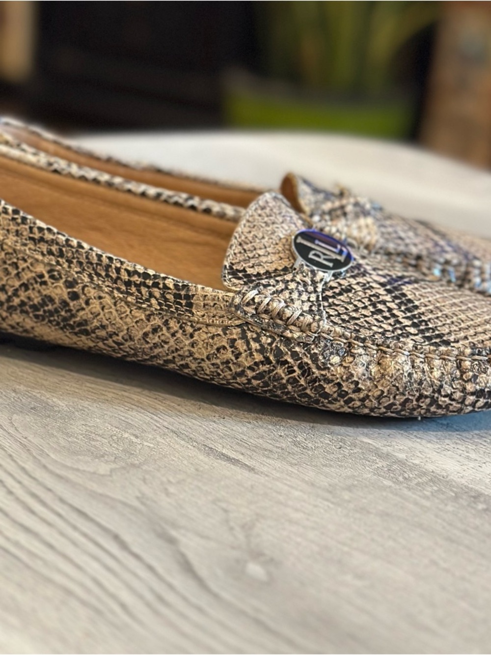Ralph Lauren Snake-Print Loafers in Tan and Black - Picture 10 of 15